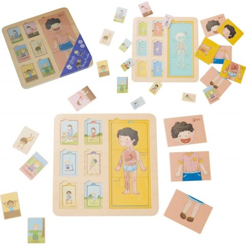 CLASSIC WORLD Tablica Edukacyjna Ciało Ludzkie Układanka Klocki Puzzle dla Dzieci Dopasuj MONTESSORI 19 el. 2+