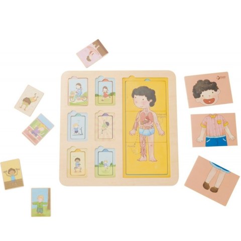 CLASSIC WORLD Tablica Edukacyjna Ciało Ludzkie Układanka Klocki Puzzle dla Dzieci Dopasuj MONTESSORI 19 el. 2+