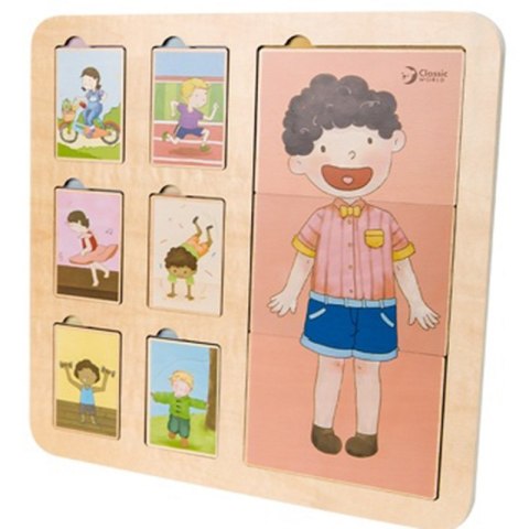 CLASSIC WORLD Tablica Edukacyjna Ciało Ludzkie Układanka Klocki Puzzle dla Dzieci Dopasuj MONTESSORI 19 el. 2+