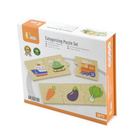 Drewniane Puzzle Logiczne Viga Toys 24 Elementy 18m+