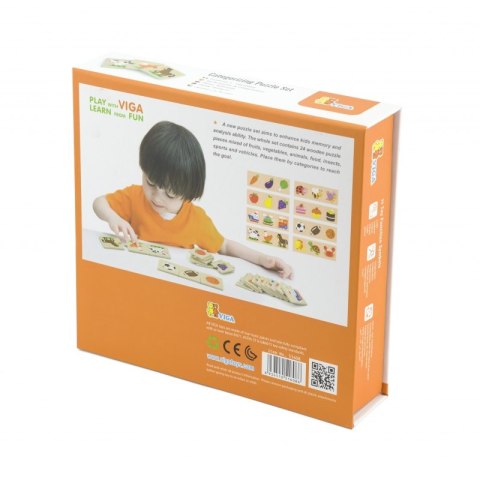 Drewniane Puzzle Logiczne Viga Toys 24 Elementy 18m+