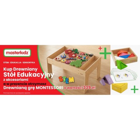 MASTERKIDZ Drewniany Stół Edukacyjny + AKCESORIA STEM WALL