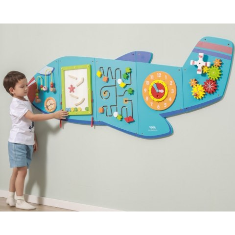VIGA Drewniana Tablica Sensoryczna Manipulacyjna Samolot Certyfikat FSC Montessori 18m+