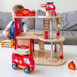 VIGA Drewniany Garaż Remiza Straży Pożarnej Zestaw 14 el 3+