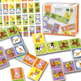 VIGA Edukacyjne Klocki Domino Drewniane gra Farma 28 elementów Montessori 3+