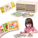 VIGA Puzzle drewniane 12 plansz po 4 puzzle w stojaku 18m+