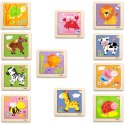 VIGA Puzzle drewniane 12 plansz po 4 puzzle w stojaku 18m+