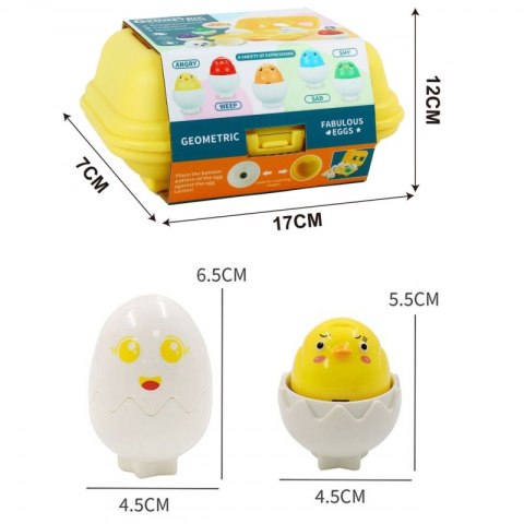 WOOPIE Układanka Sorter Montessori Dopasuj Kształty Wesołe Kurczaczki Jajka 6szt