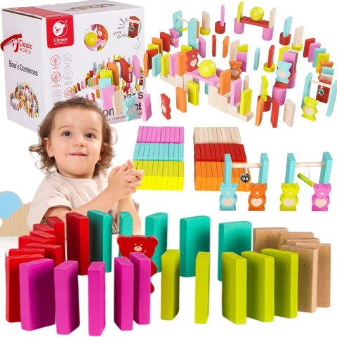 CLASSIC WORLD Drewniane Domino dla Dzieci Misie 105 el. 18m+