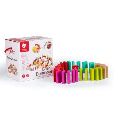 CLASSIC WORLD Drewniane Domino dla Dzieci Misie 105 el. 18m+