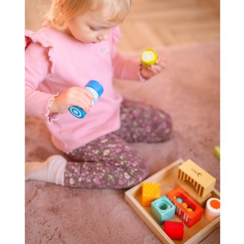 CLASSIC WORLD Drewniane Klocki Sensoryczne 7 Funkcji Układanka Multifunkcyjna Kształty Dźwięk MONTESSORI 14 el. 18m+