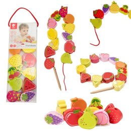 CLASSIC WORLD Drewniane Klocki do Nawlekania Owoce 13 el. 18m+
