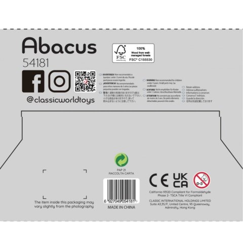 CLASSIC WORLD Drewniane Liczydło + Działania Matematyczne 46 el. 3+