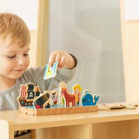 VIGA Drewniana Układanka Edukacyjna Nauka Odległosci 2w1 18m+