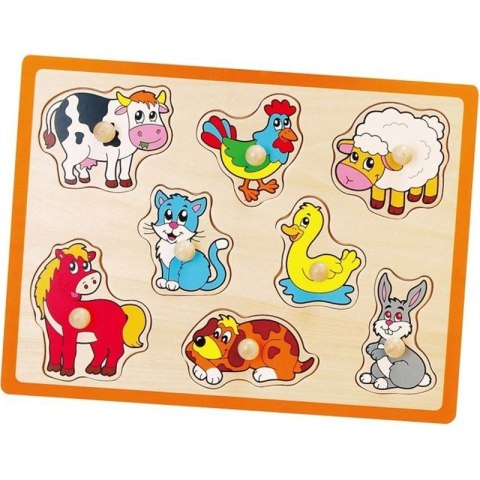 VIGA Drewniane Puzzle Zwierzęta z Farmy Układanka 18m+