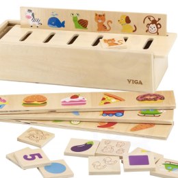 VIGA Drewniany Edukacyjny Sorter Gra Zwierzątka Owoce Warzywa Montessori 3+