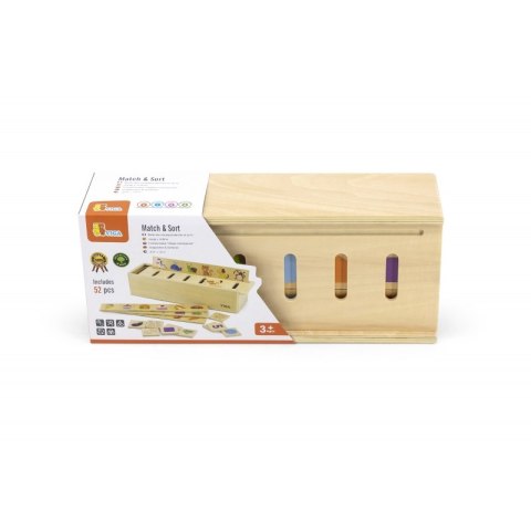VIGA Drewniany Edukacyjny Sorter Gra Zwierzątka Owoce Warzywa Montessori 3+