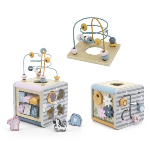 VIGA PolarB Activity Box Drewniane Edukacyjne Centrum Gier 5w1 kostka 18m+