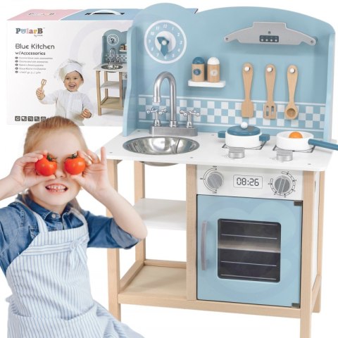 VIGA PolarB Drewniana Kuchnia z Akcesoriami Silver - Blue 3+