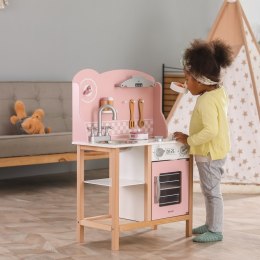 VIGA PolarB Drewniana Kuchnia z Akcesoriami Silver - Pink 3+