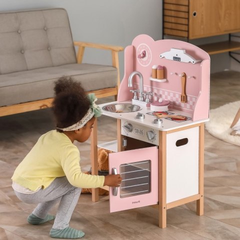 VIGA PolarB Drewniana Kuchnia z Akcesoriami Silver - Pink 3+