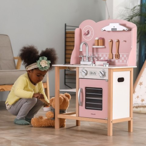 VIGA PolarB Drewniana Kuchnia z Akcesoriami Silver - Pink 3+