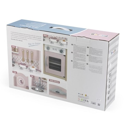 VIGA PolarB Drewniana Kuchnia z Akcesoriami Silver - Pink 3+