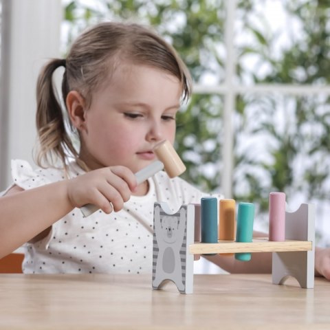VIGA PolarB Drewniana Ławeczka Przebijanka Wbijanka z Młotkiem - Montessori 2+