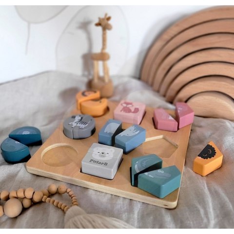 VIGA PolarB Drewniana Układanka Klocki - Zwierzątka 18m+