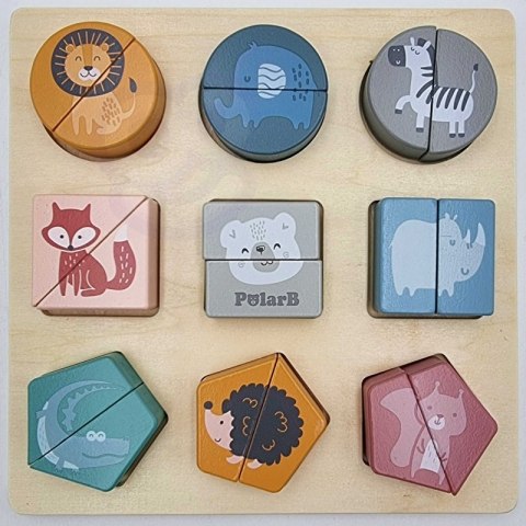 VIGA PolarB Drewniana Układanka Klocki - Zwierzątka 18m+