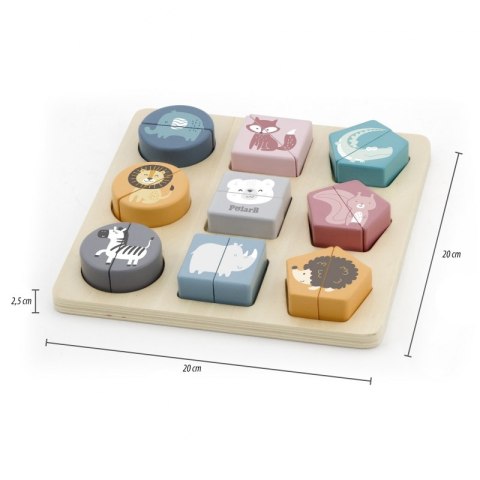 VIGA PolarB Drewniana Układanka Klocki - Zwierzątka 18m+