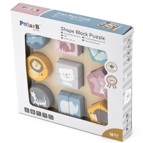 VIGA PolarB Drewniana Układanka Klocki - Zwierzątka 18m+