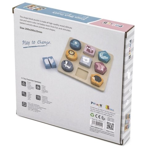 VIGA PolarB Drewniana Układanka Klocki - Zwierzątka 18m+