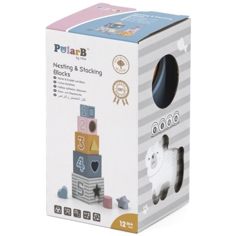 VIGA PolarB Piramidka Układanka edukacyjna Sorter Kostki Klocki 12m+