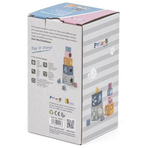 VIGA PolarB Piramidka Układanka edukacyjna Sorter Kostki Klocki 12m+