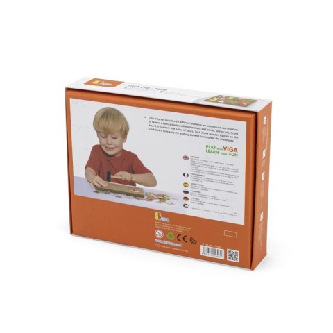 VIGA Przybijanka Drewniana Farma Tablica Korkowa Montessori 3+