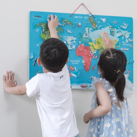Viga 2w1 Tablica Edukacyjna z Magnetyczną Mapą Świata Montessori 3+