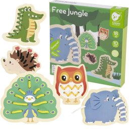 CLASSIC WORLD Drewniana Sznurowanka Przeplatanka Nawlekanka Przewlekanka Zwierzątka 10 el. 18m+