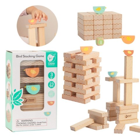 CLASSIC WORLD Gra Edukacyjna Układanie Klocków Ptaków 23 el. 3+