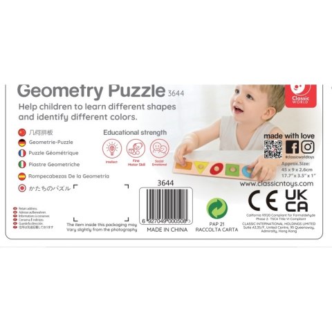 CLASSIC WORLD Układanka MONTESSORI dla Dzieci Nauka Kształtów Figur Kolorów 7 el. 12m+