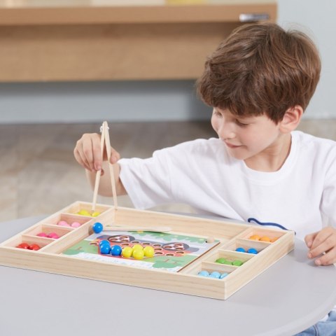 VIGA Drewniana Gra Kulki Złap i Dopasuj Układanka Montessori 3+
