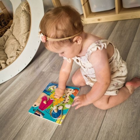 VIGA Drewniane Puzzle z Pinezkami Ubrania 12m+