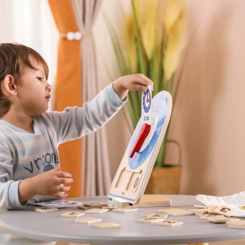 VIGA Drewniany Zegar Nauka Zegara Czasu Montessori 3+