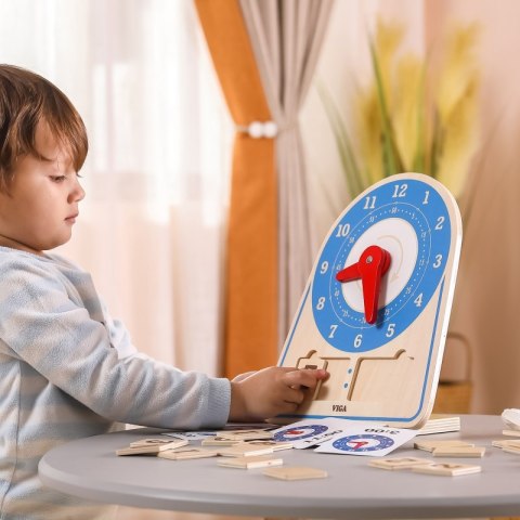 VIGA Drewniany Zegar Nauka Zegara Czasu Montessori 3+