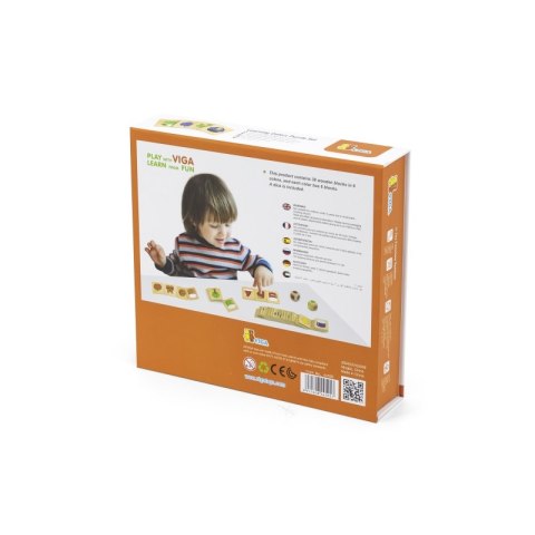 VIGA Gra Edukacyjna Drewniana Układanka Sortuj Dopasuj Kolory i Kształty 38 el. Montessori 3+