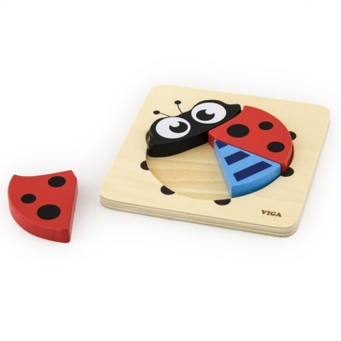 VIGA Pierwsze drewniane Puzzle maluszka Biedronka 18m+