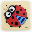 VIGA Pierwsze drewniane Puzzle maluszka Biedronka 18m+