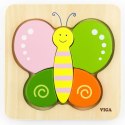 VIGA Pierwsze drewniane Puzzle maluszka Motylek 18m+