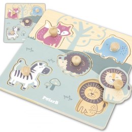 VIGA PolarB Drewniane Puzzle Zwierzęta z Pinezkami 12m+