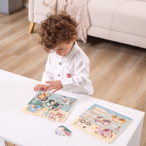 VIGA PolarB Drewniane Puzzle Zwierzęta z Pinezkami 12m+
